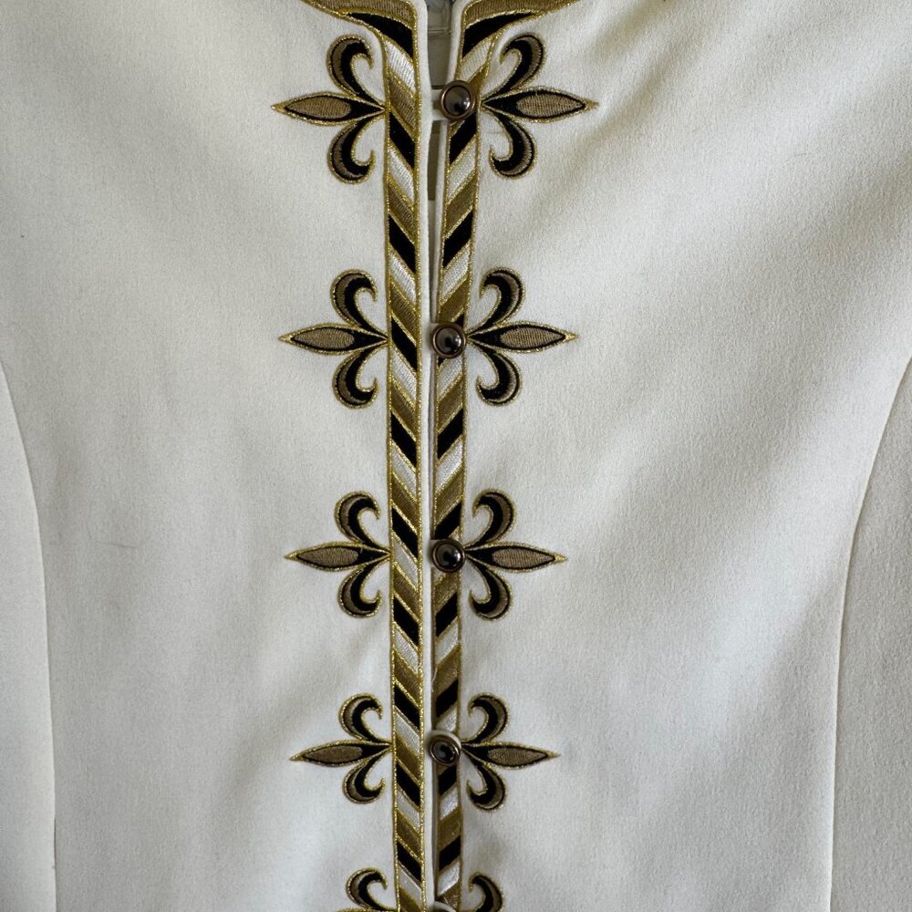 Bob Mackie Wearable Art Jacket & Pant Set Women's Size L Off White Embroidered - Picture 3 of 15